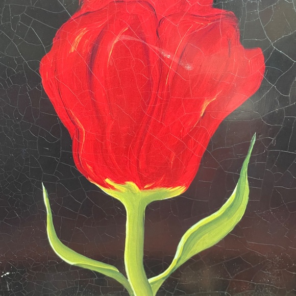 PRICE DROP! Dramatic hand painted red flowers 11 x 14" stretch canvas - Set of 2 - Picture 9 of 16